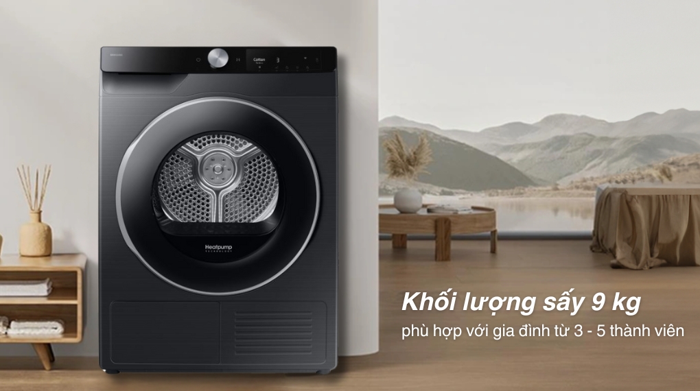 máy sấy bơm nhiệt Samsung DV90T6240LB/SV phù hợp với gia đình từ 3-5 thành viên